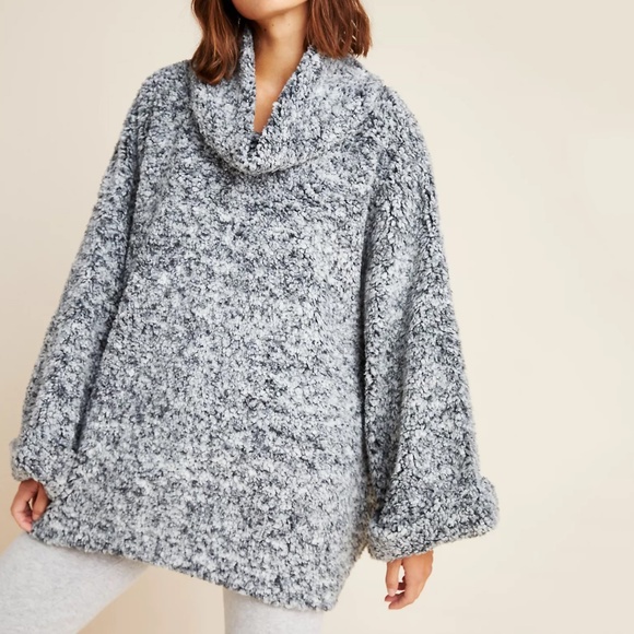 Anthro | Sunday in Brooklyn Grey Sibley Oversized Sherpa Pullover - Size XS/S - Picture 2 of 6